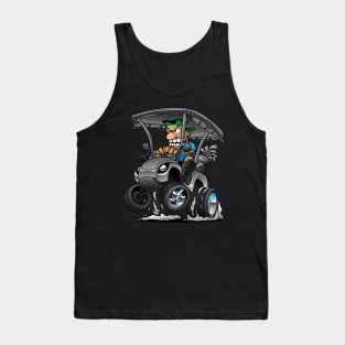 Funny Golf Cart Hotrod Golf Car Popping a Wheelie Cartoon Tank Top